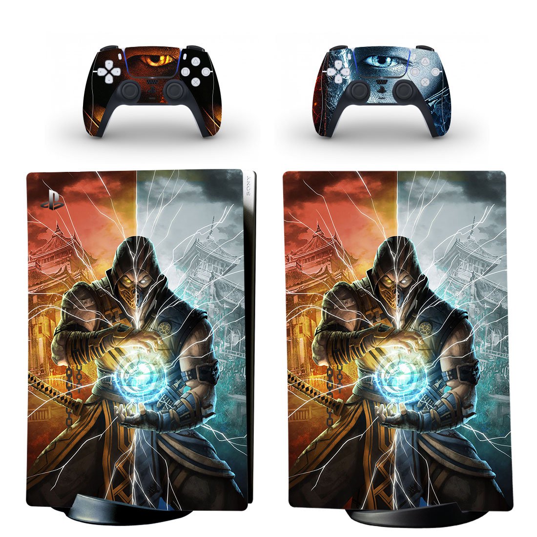 Mortal Kombat decal skin for PS5 digital Console with 2 Controllers