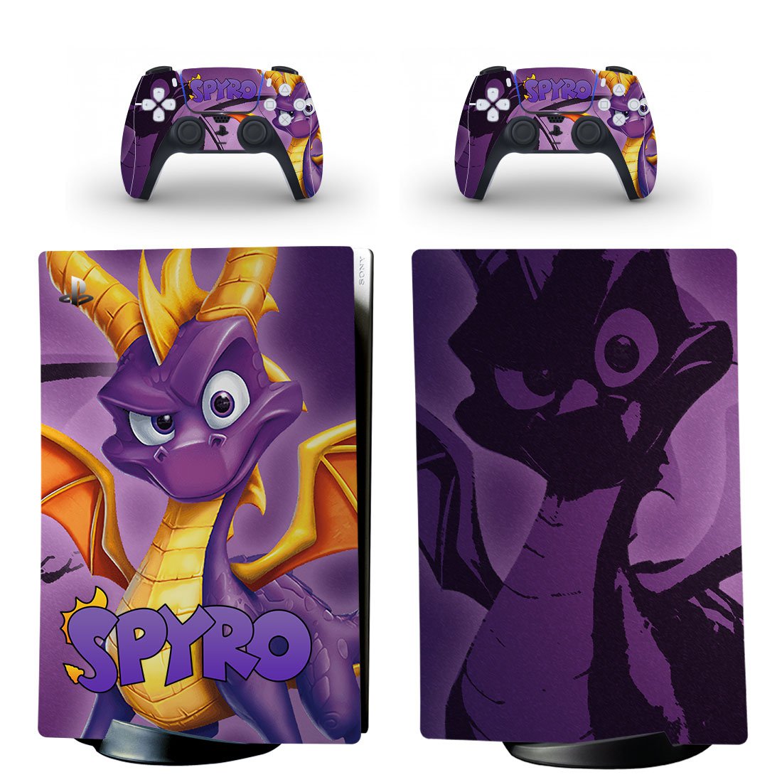 Spyro the dragon decal skin for PS5 digital Console with 2 Controllers