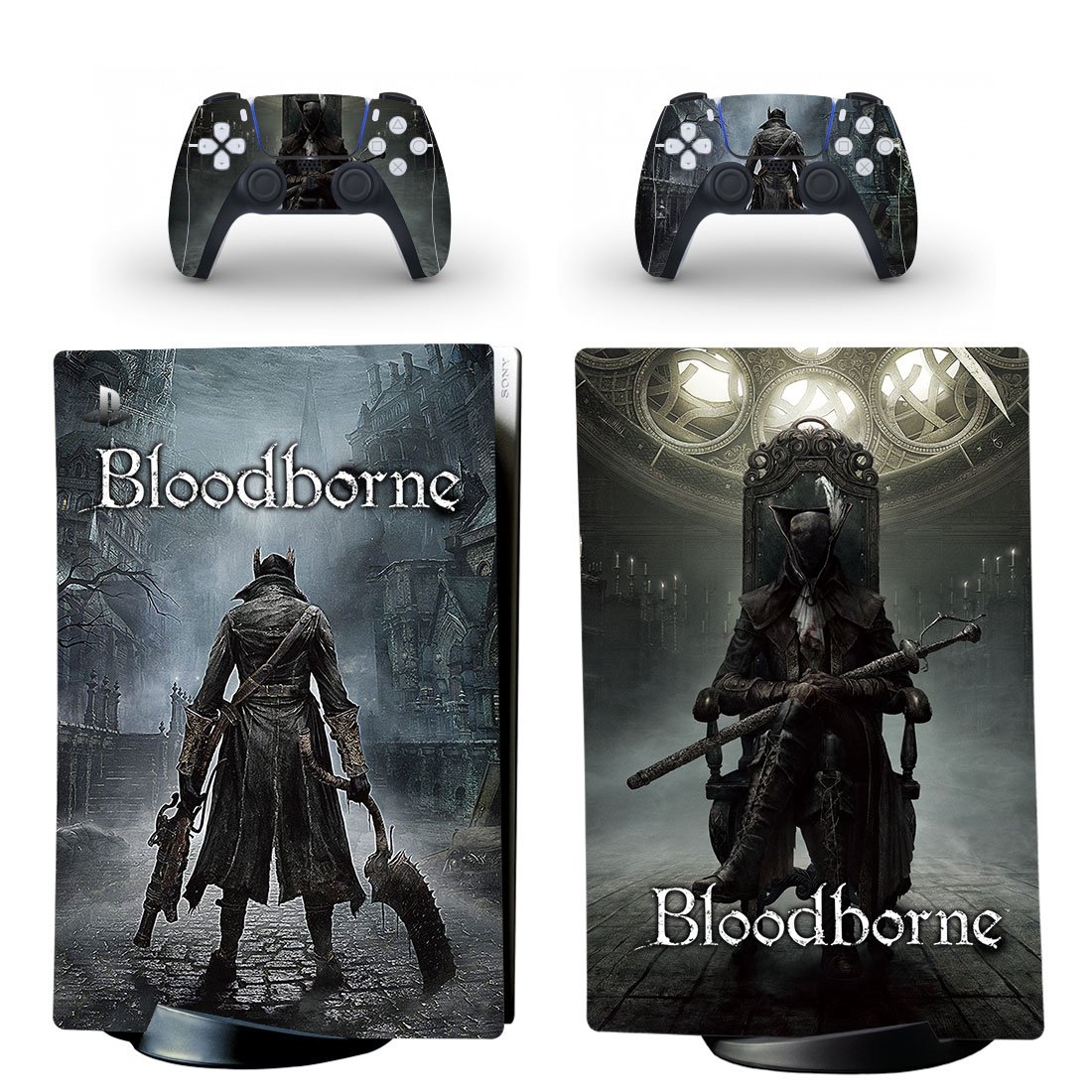 BloodBorne decal skin for PS5 digital Console with 2 Controllers