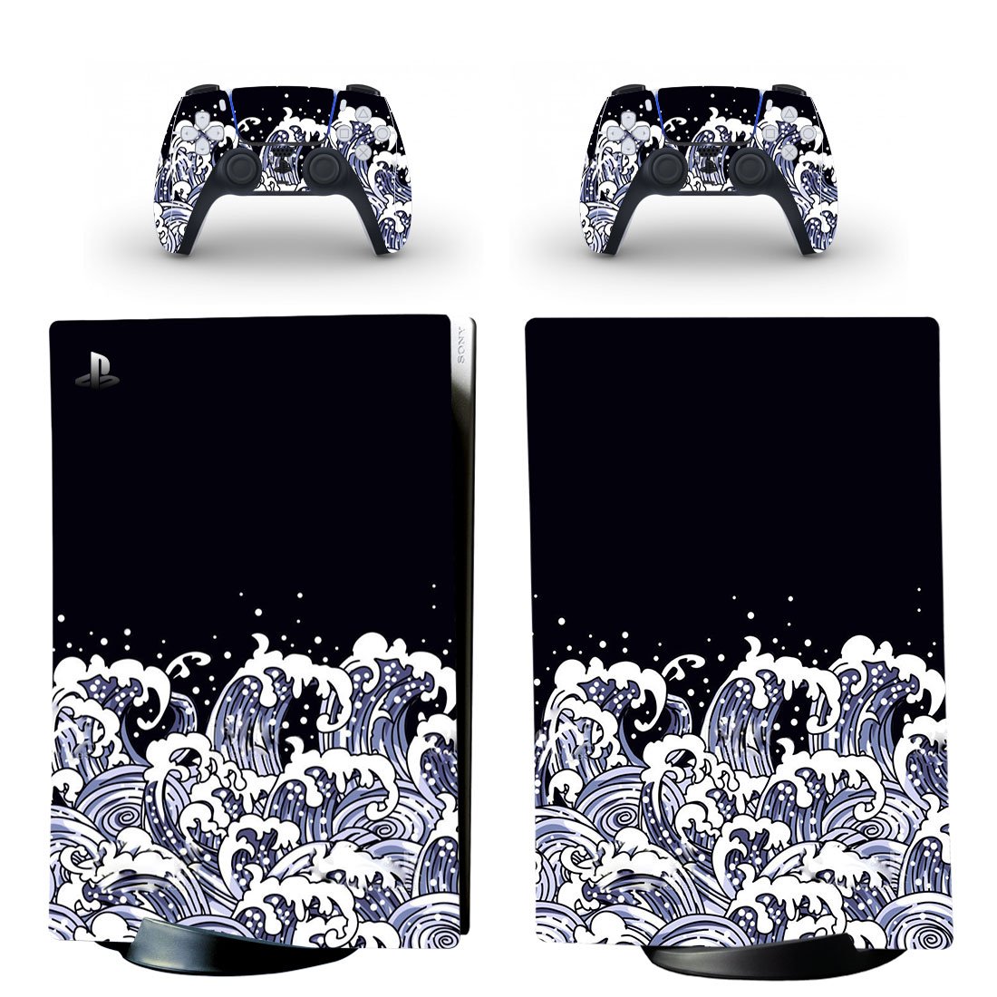 Texture decal skin for PS5 digital Console with 2 Controllers