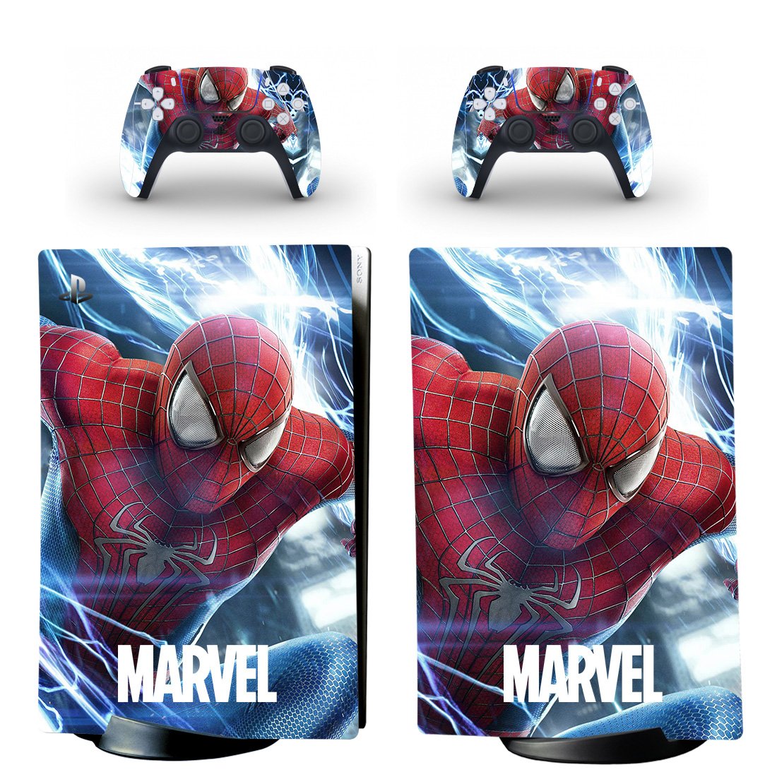 Spiderman decal skin for PS5 digital Console with 2 Controllers