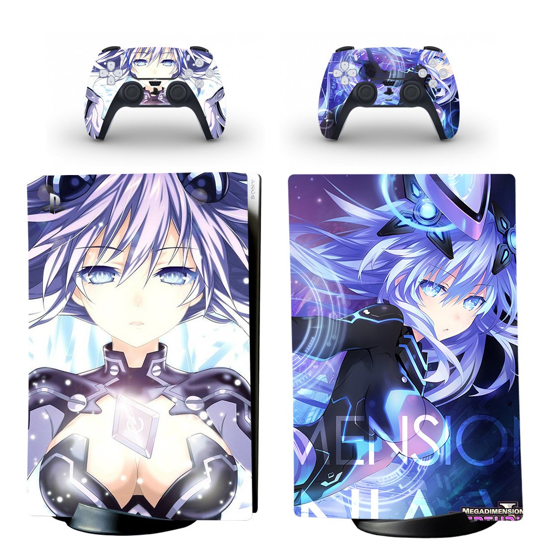 Anime Neptunia decal skin for PS5 digital Console with 2 Controllers