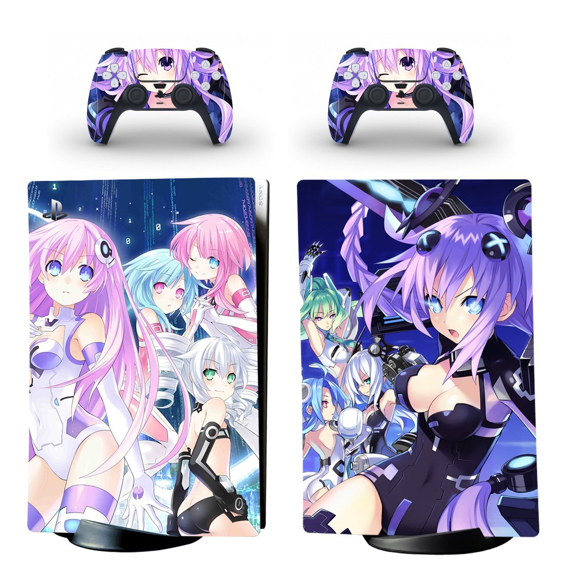 Anime Neptunia decal skin for PS5 digital Console with 2 Controllers