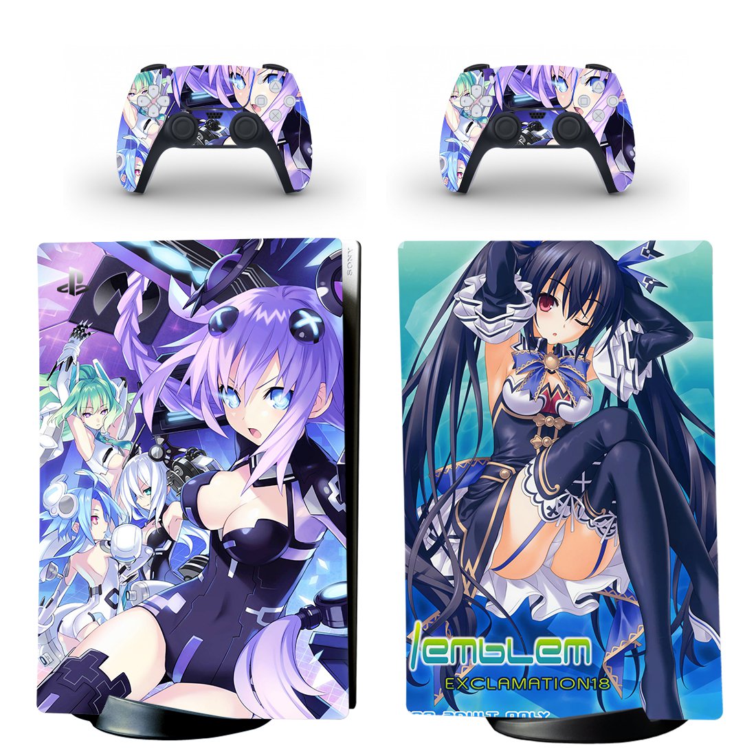 Anime Neptunia decal skin for PS5 digital Console with 2 Controllers