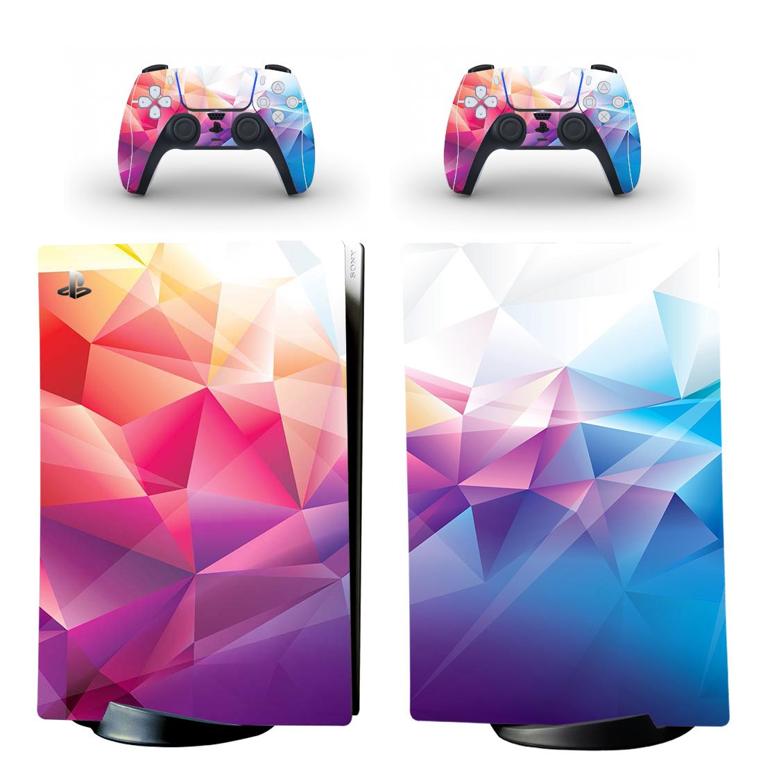 Geometric Texture decal skin for PS5 digital Console with 2 Controllers