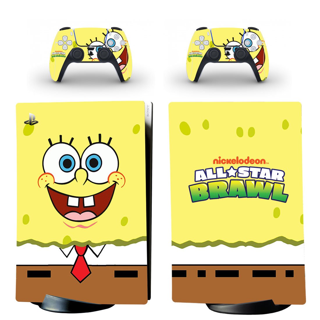 Nickelodeon All Star Brawl decal skin for PS5 digital Console with 2 Controllers