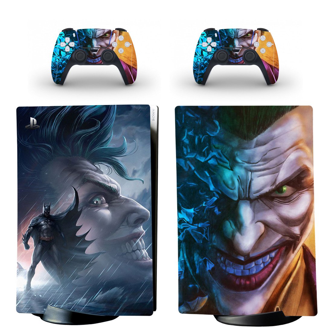 Joker Batman decal skin for PS5 digital Console with 2 Controllers