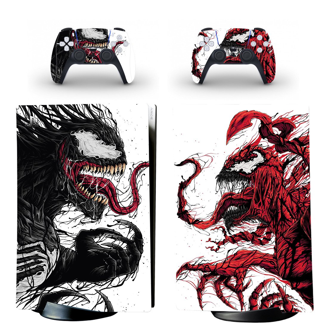 Venom decal skin for PS5 digital Console with 2 Controllers