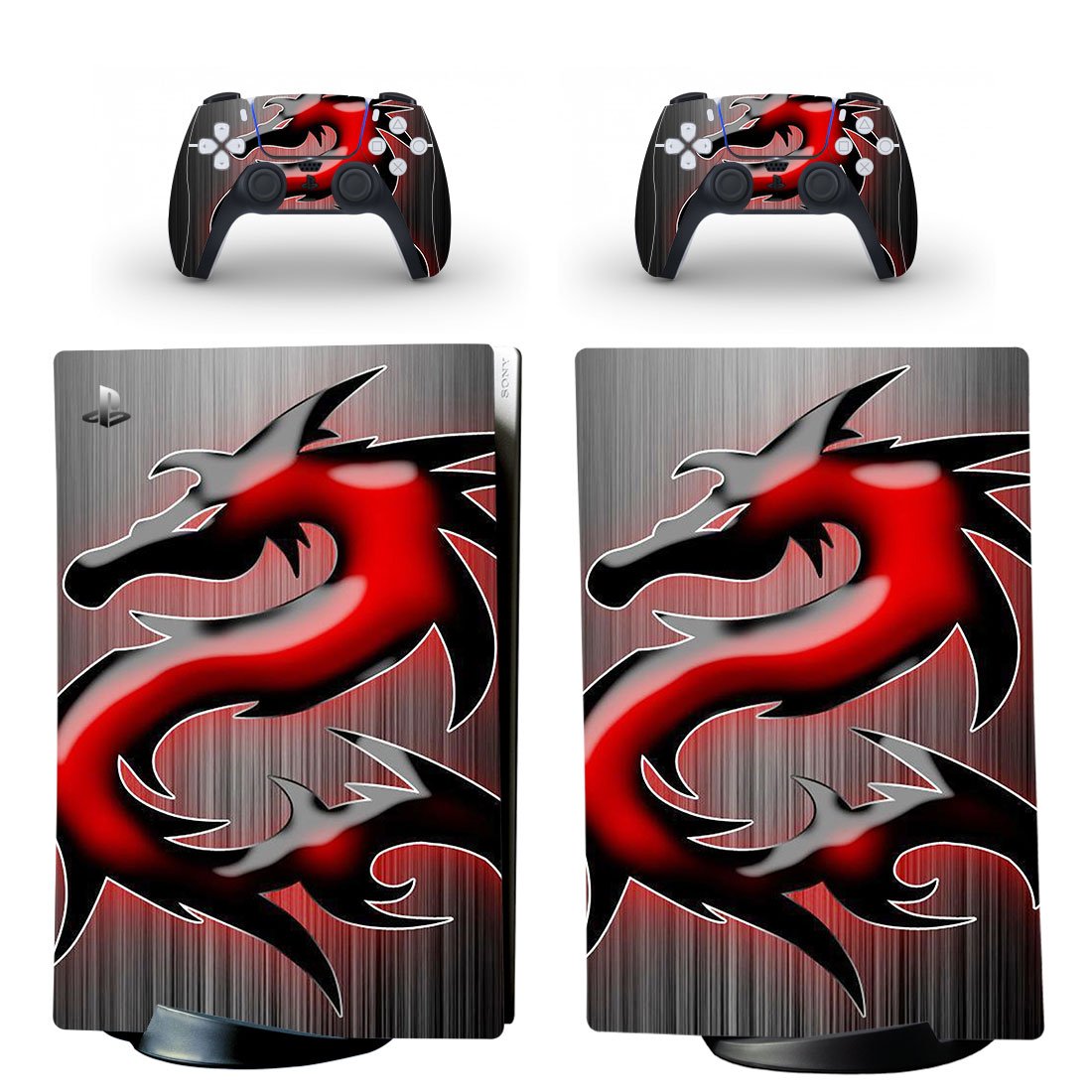 Dragon decal skin for PS5 digital Console with 2 Controllers