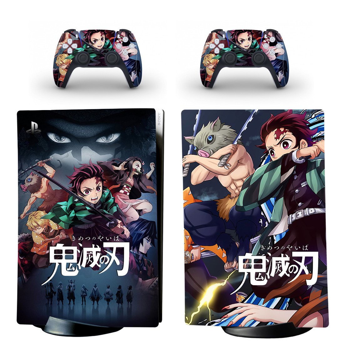 Demon Slayer decal skin for PS5 digital Console with 2 Controllers