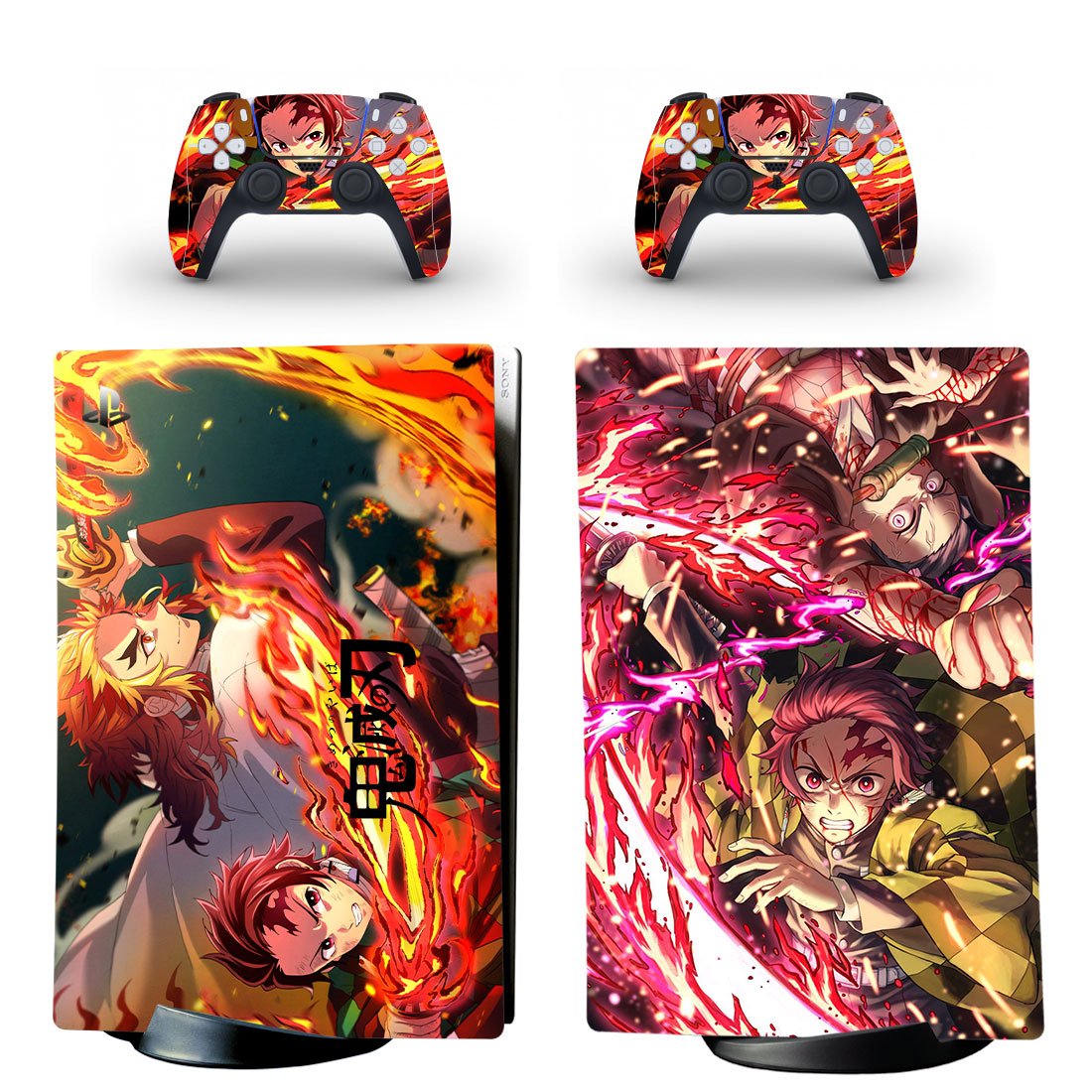 Demon Slayer decal skin for PS5 digital Console with 2 Controllers
