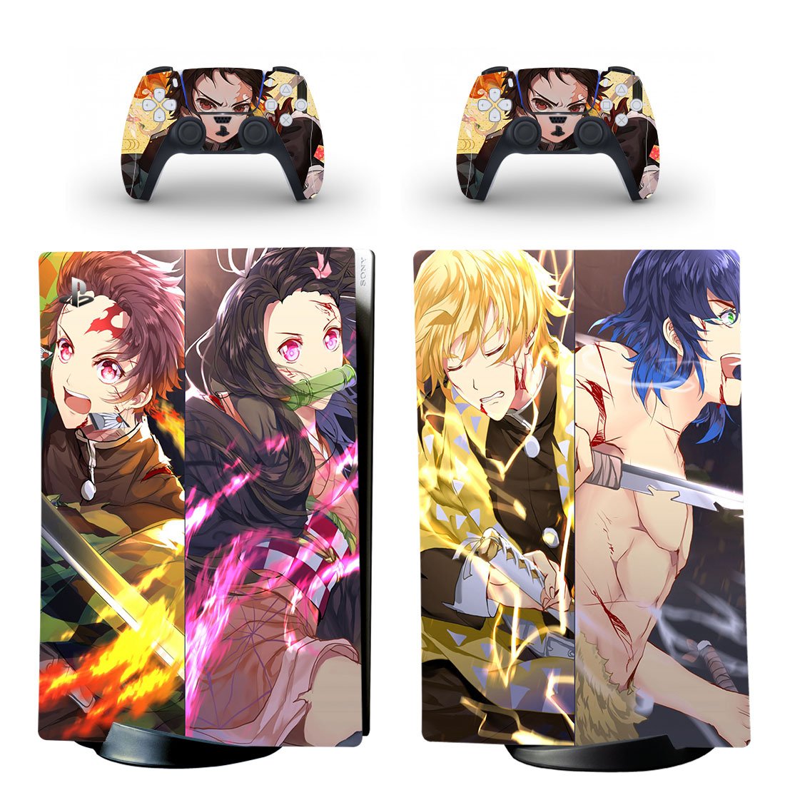 Demon Slayer Decal Skin For Ps5 Digital Console With 2 Controllers