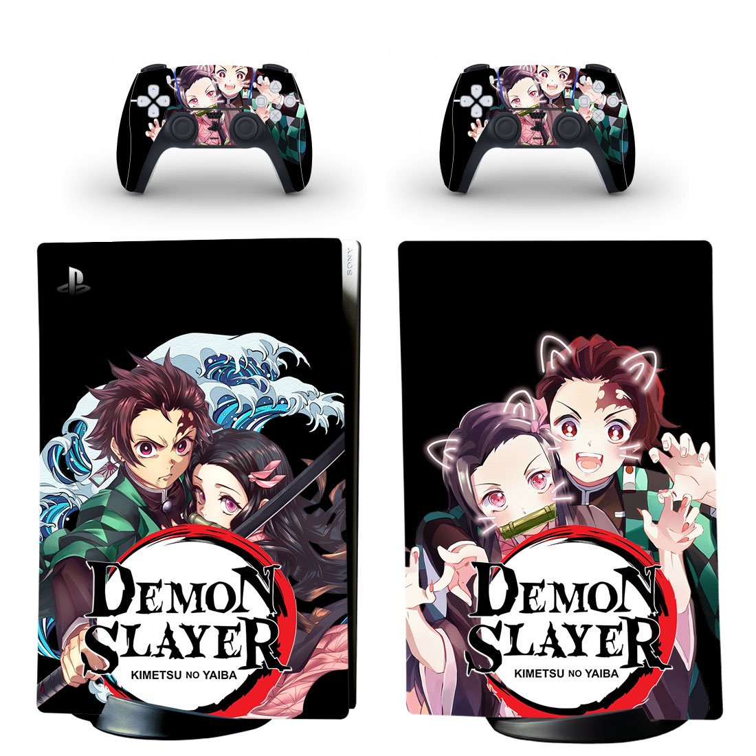 Demon Slayer decal skin for PS5 digital Console with 2 Controllers