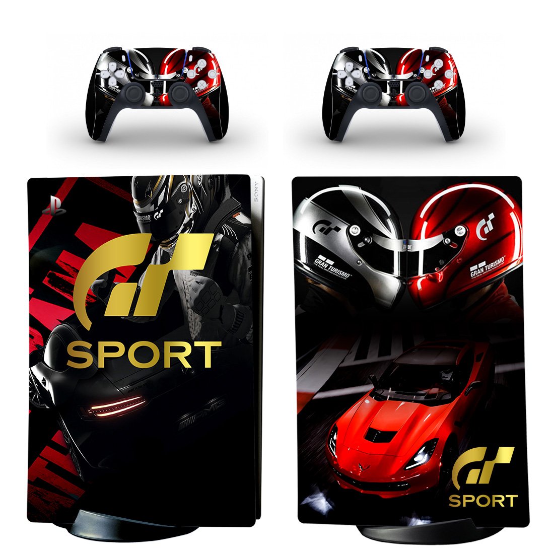 GT racing decal skin for PS5 digital Console with 2 Controllers