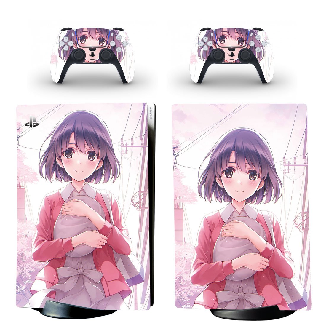 Anime decal skin for PS5 digital Console with 2 Controllers