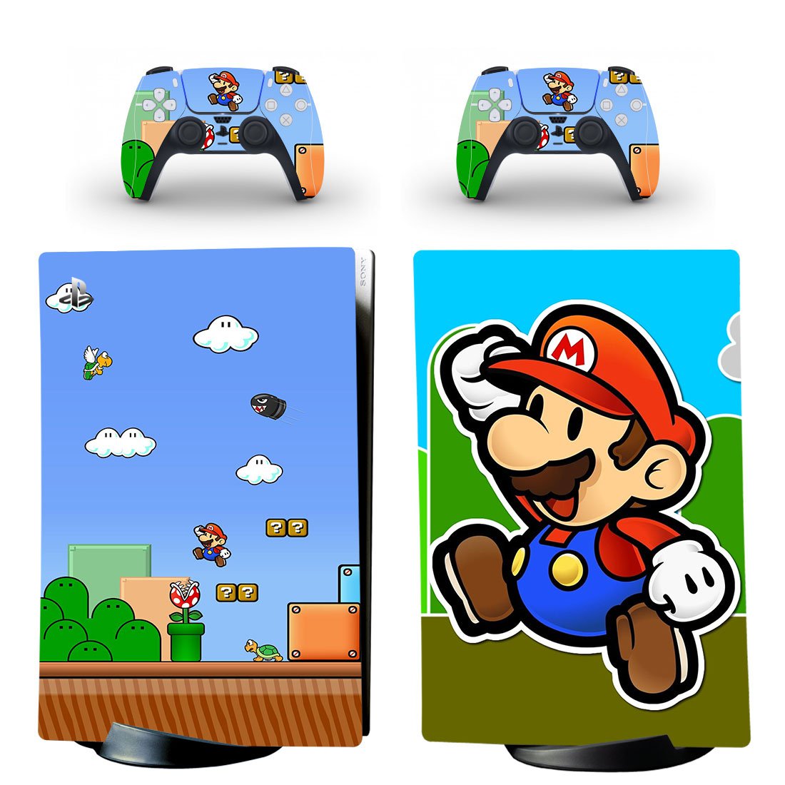 Super Mario decal skin for PS5 digital Console with 2 Controllers