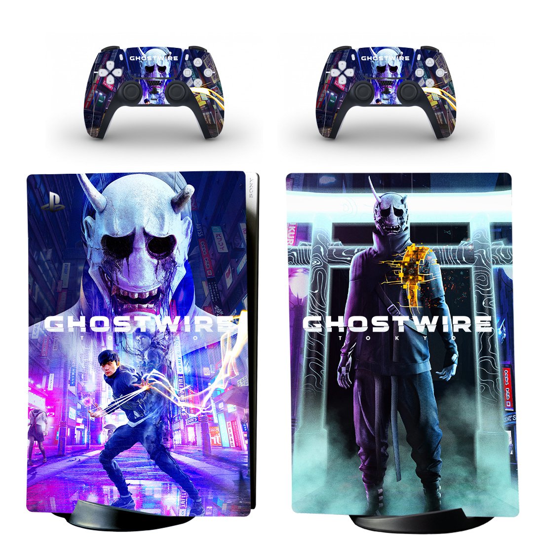 Ghostwire Tokyo decal skin for PS5 digital Console with 2 Controllers