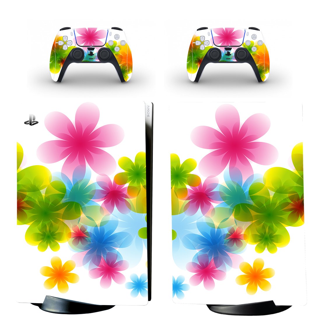 Flower Texture decal skin for PS5 digital Console with 2 Controllers
