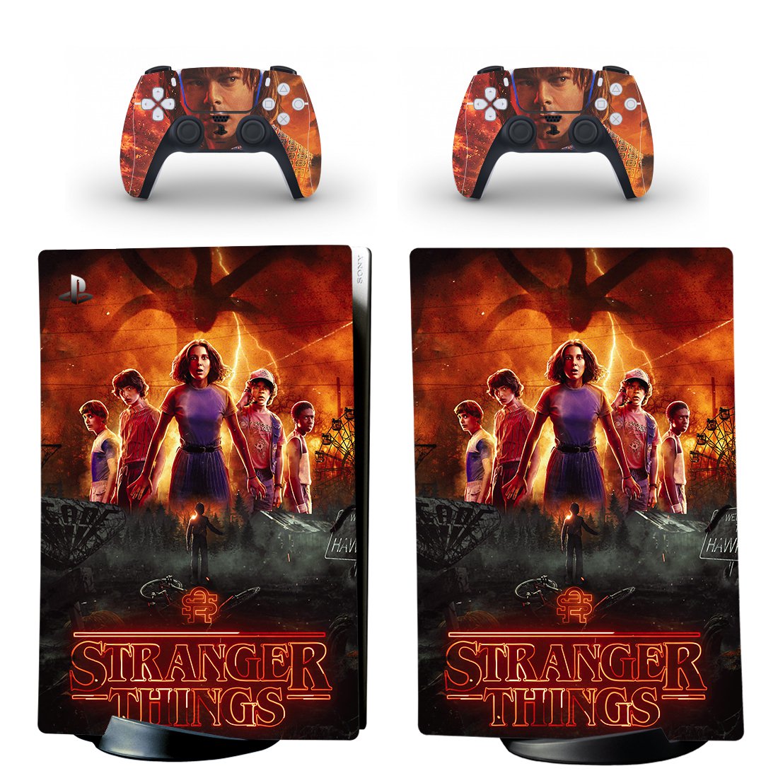 Stranger Things decal skin for PS5 digital Console with 2 Controllers
