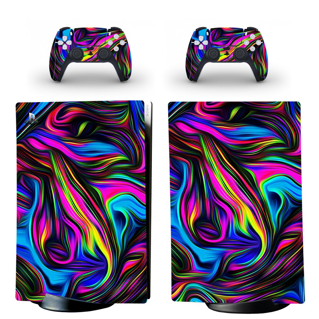 Digital Texture decal skin for PS5 digital Console with 2 Controllers
