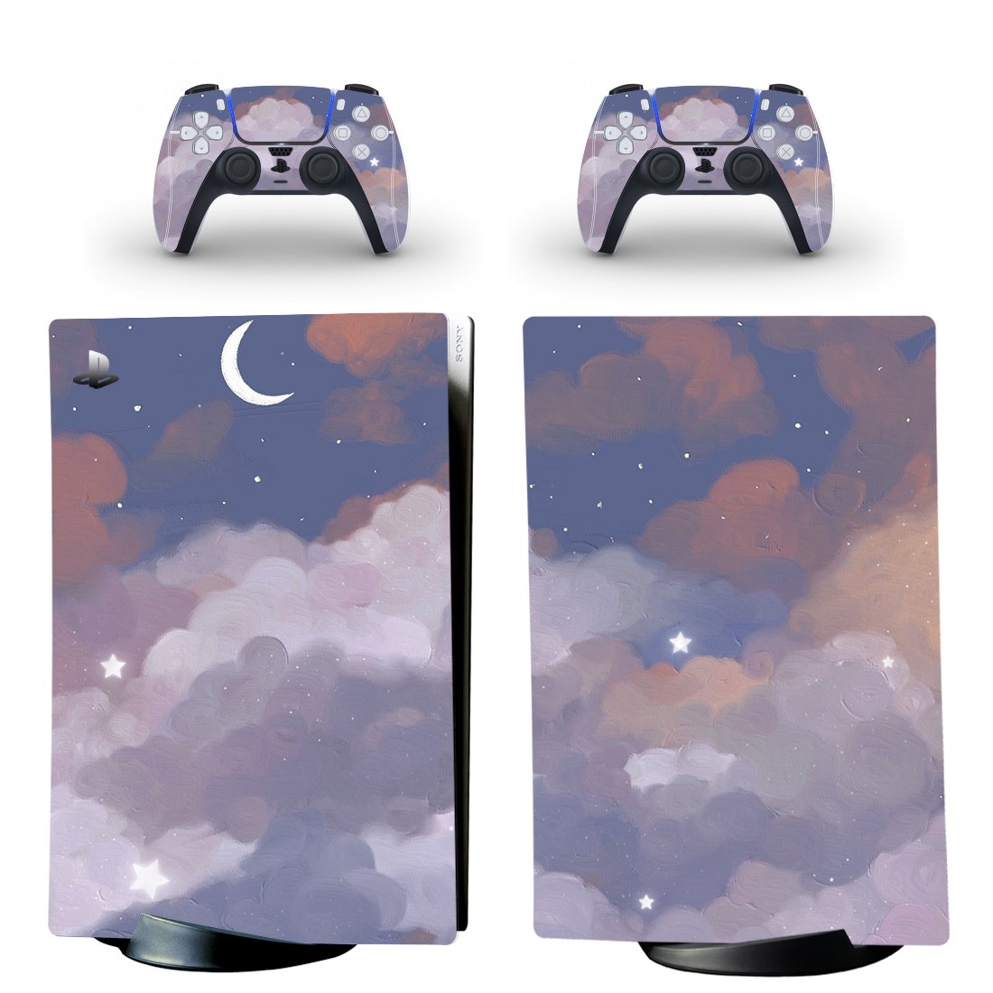 Sky Texture decal skin for PS5 digital Console with 2 Controllers