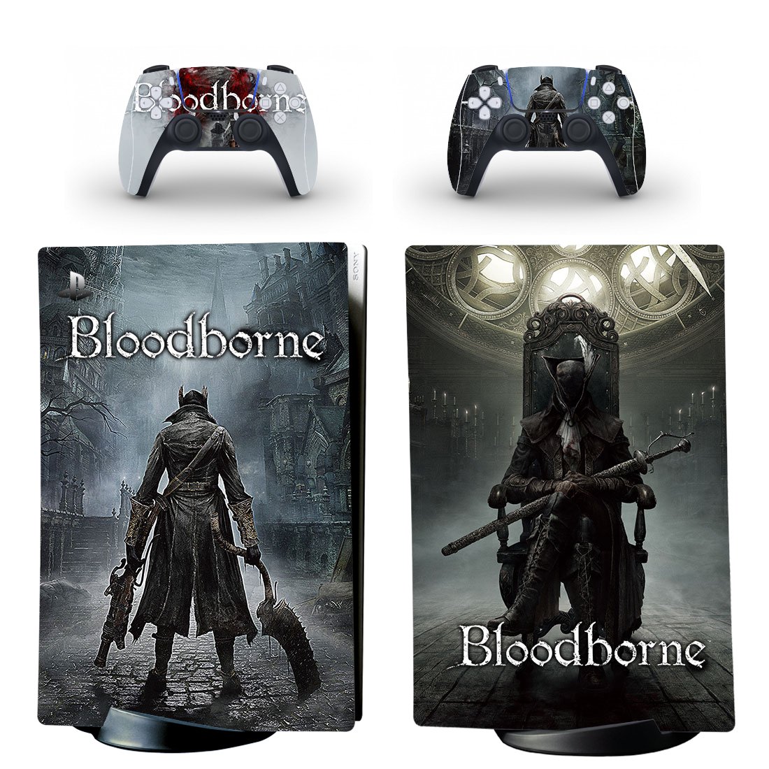 Blood Borne decal skin for PS5 digital Console with 2 Controllers