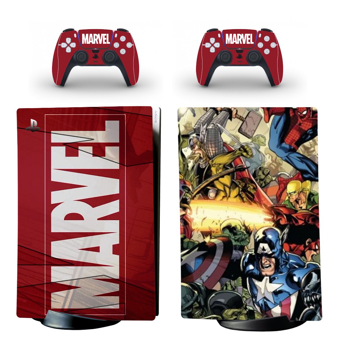 Avengers decal skin for PS5 digital Console with 2 Controllers