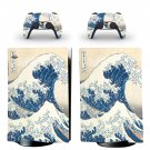 Kanagawa decal skin for PS5 digital Console with 2 Controllers