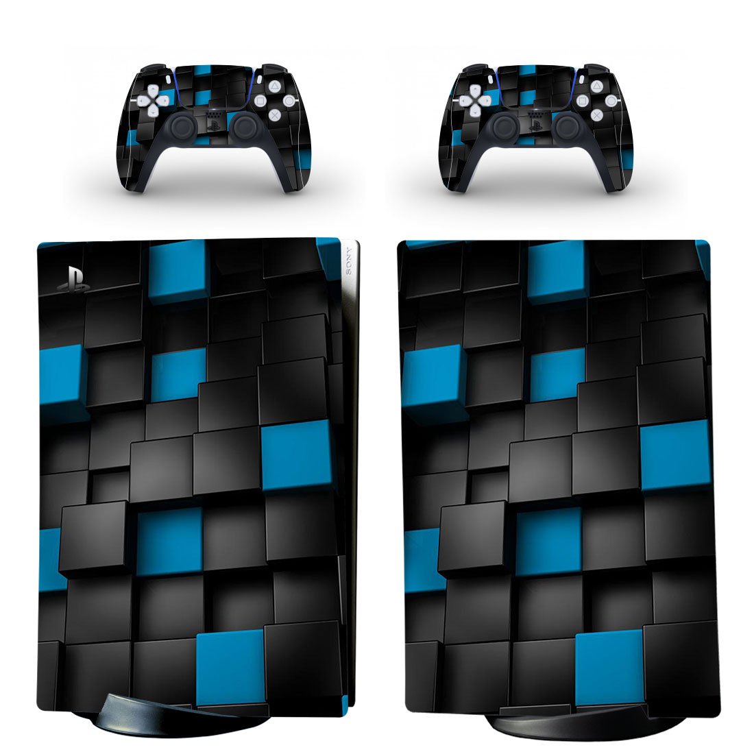 Cube Texture decal skin for PS5 digital Console with 2 Controllers