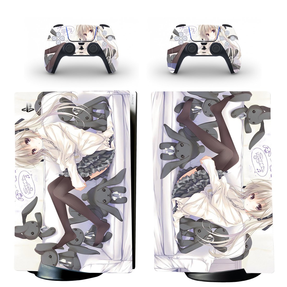 Anime decal skin for PS5 digital Console with 2 Controllers