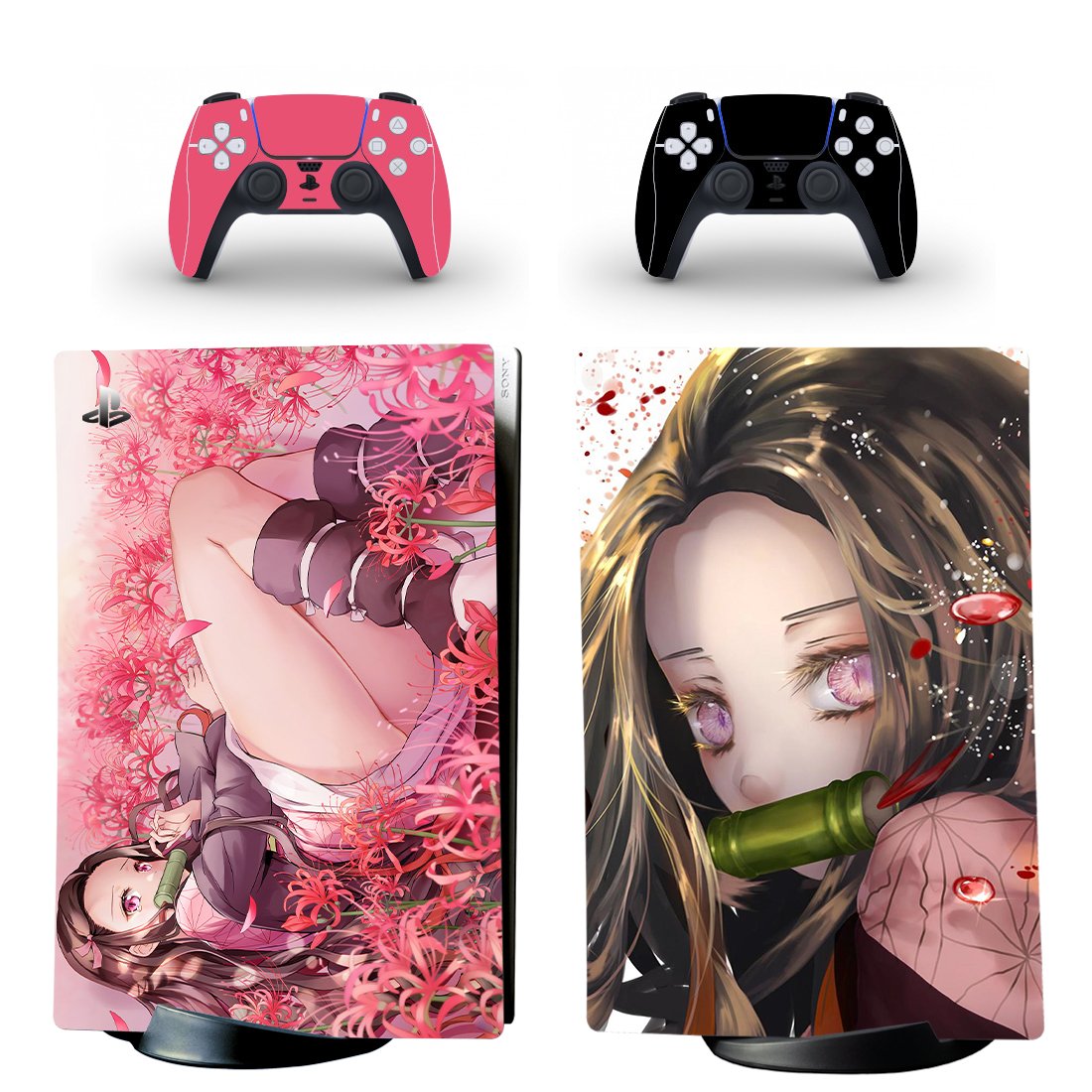 Demon Slayer decal skin for PS5 digital Console with 2 Controllers
