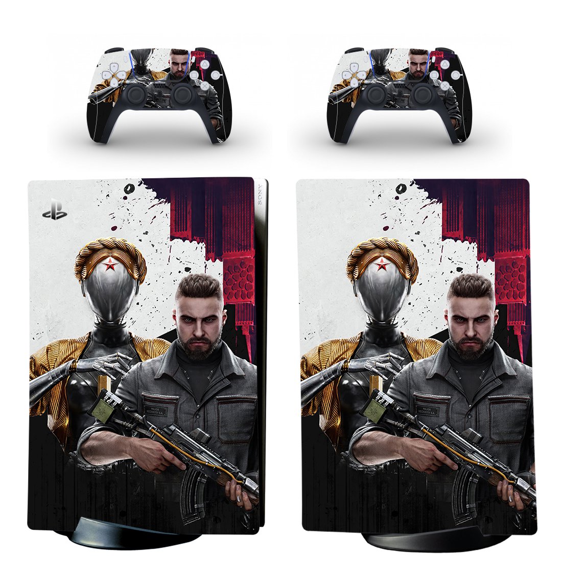 Atomic Heart decal skin for PS5 digital Console with 2 Controllers