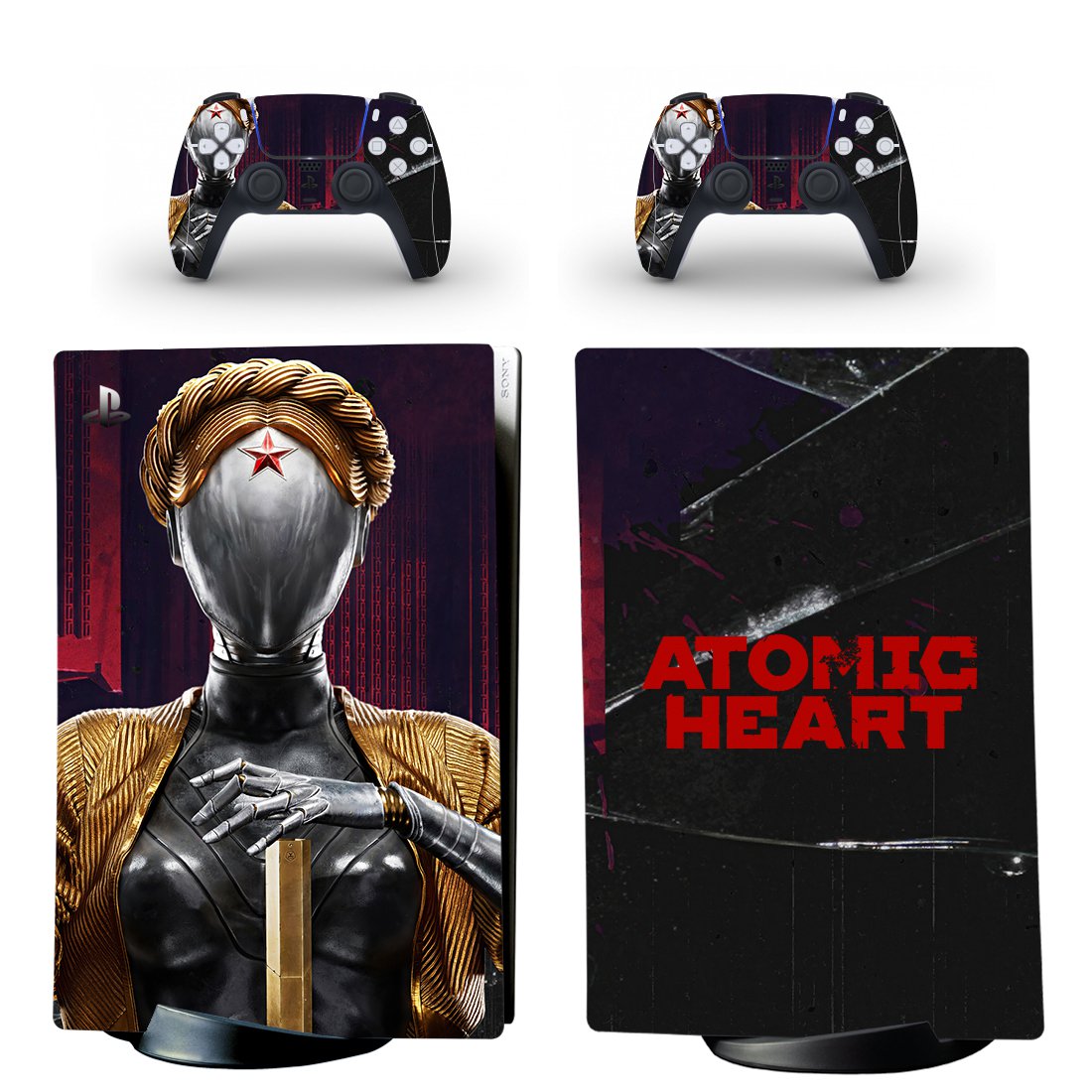 Atomic Heart decal skin for PS5 digital Console with 2 Controllers