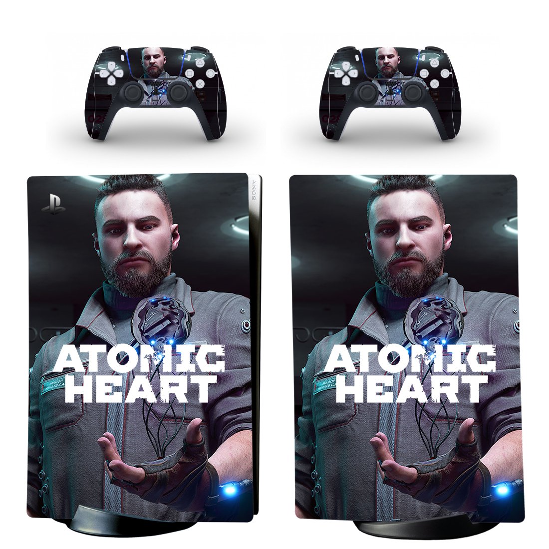 Atomic Heart decal skin for PS5 digital Console with 2 Controllers