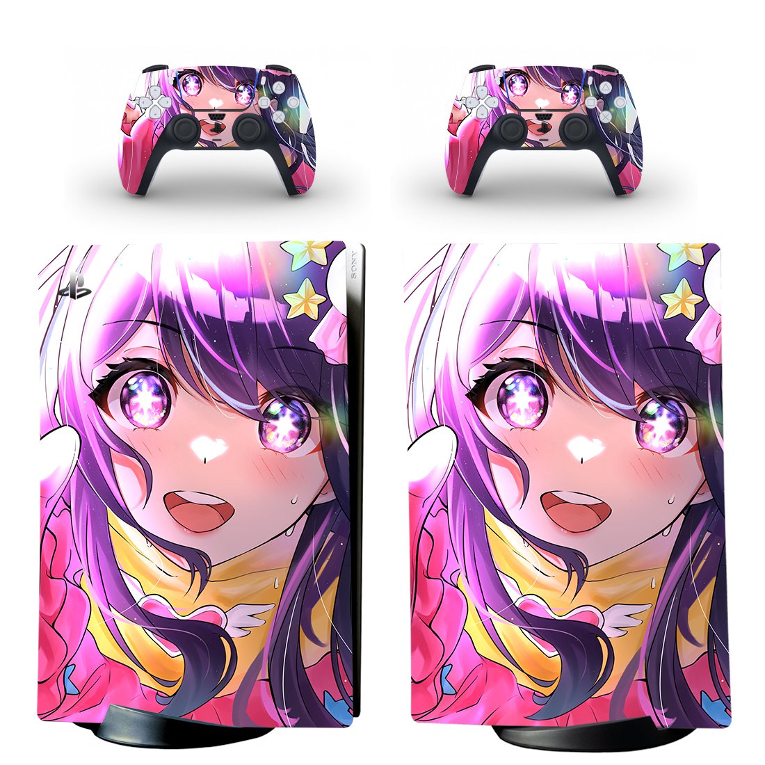 Oshi no Ko decal skin for PS5 digital Console with 2 Controllers
