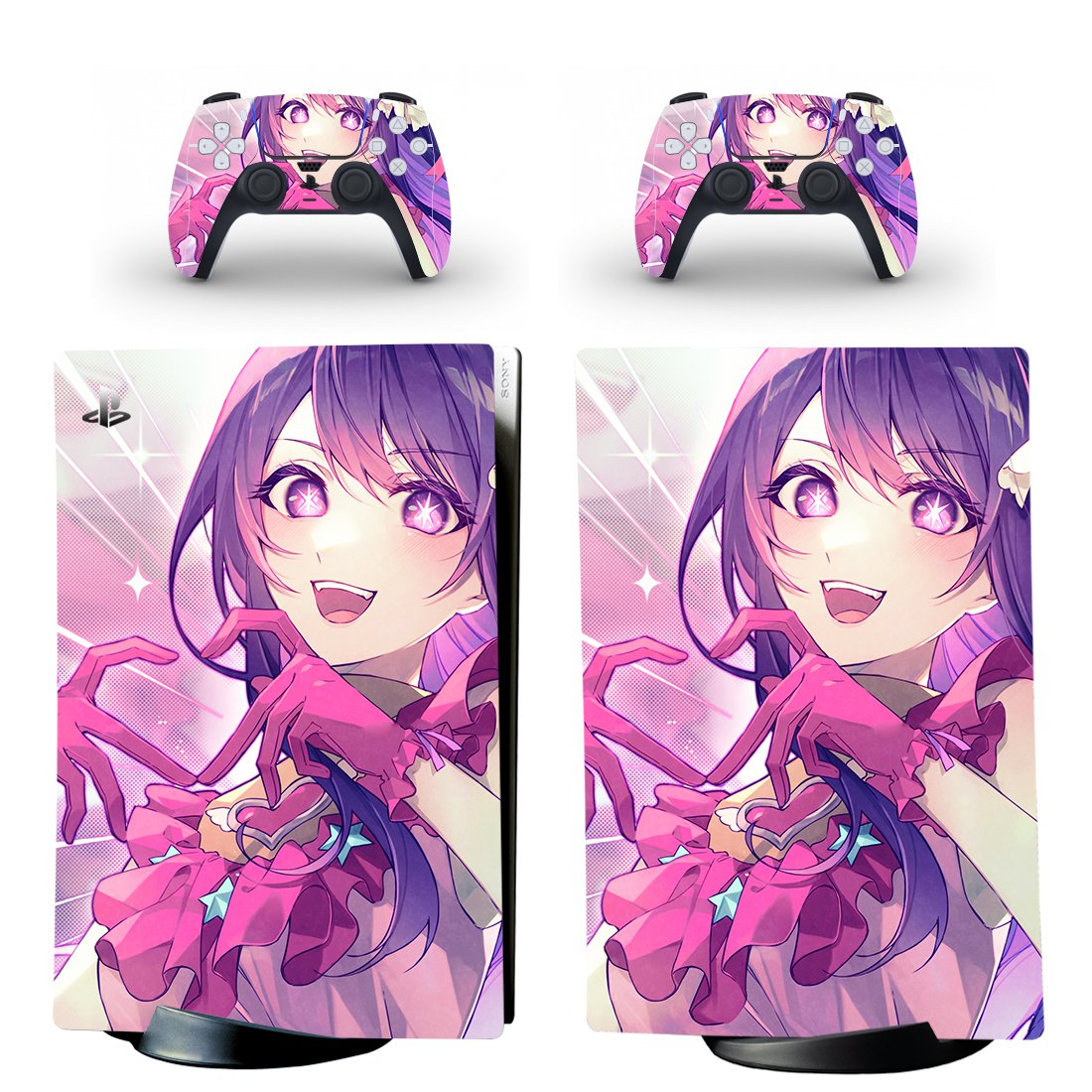 Oshi no Ko decal skin for PS5 digital Console with 2 Controllers
