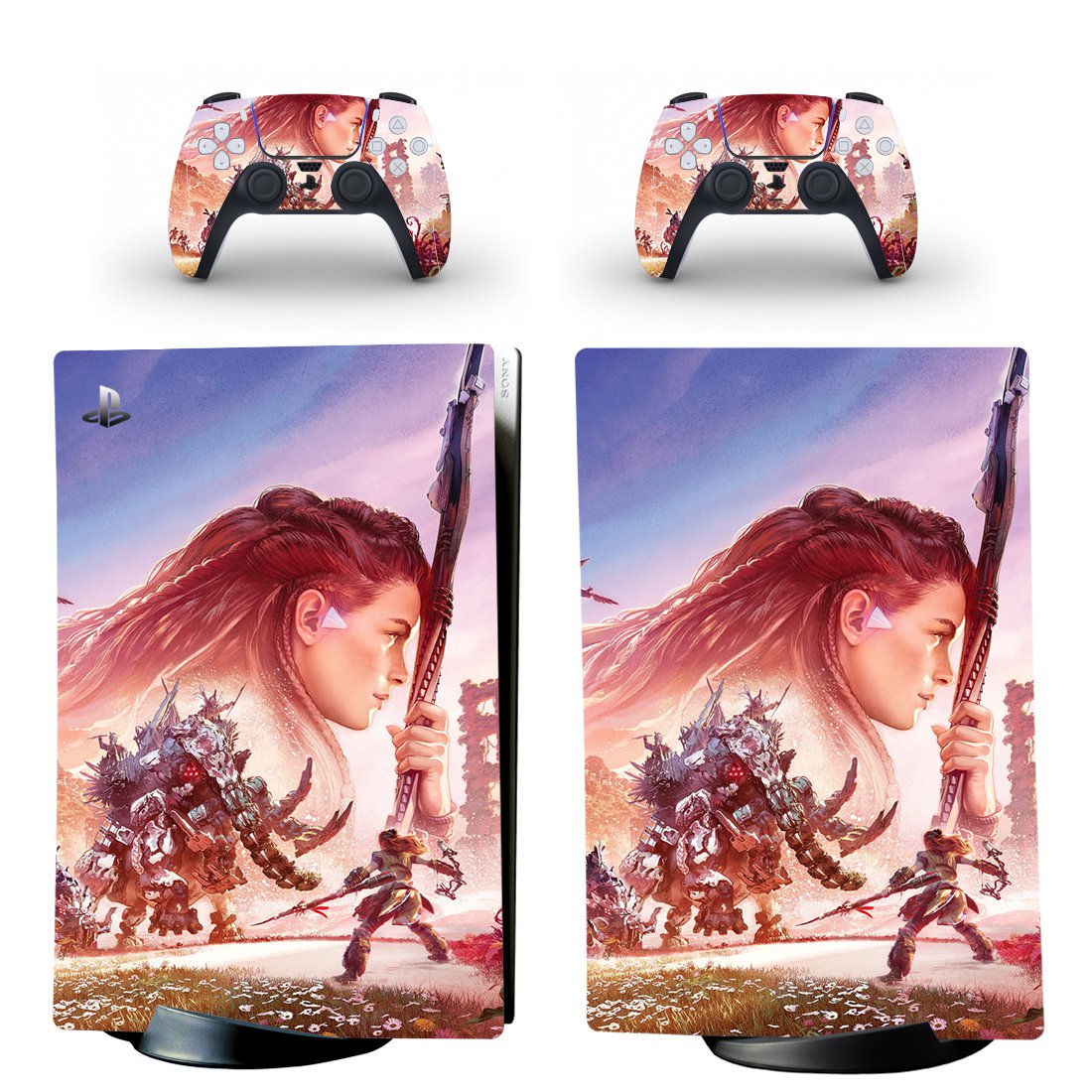 Horizon Forbidden West decal skin for PS5 digital Console with 2 Controllers