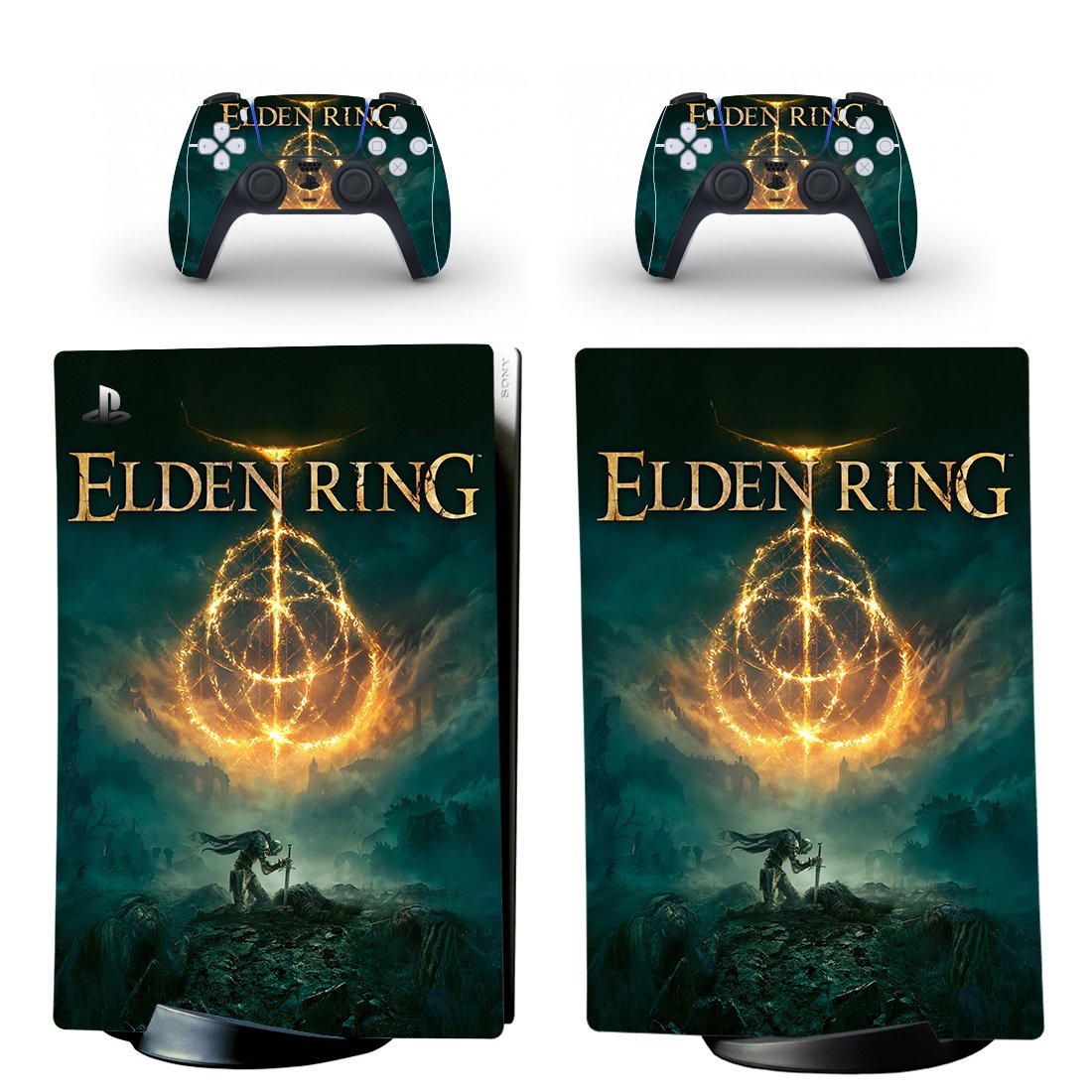 Elden Ring decal skin for PS5 digital Console with 2 Controllers