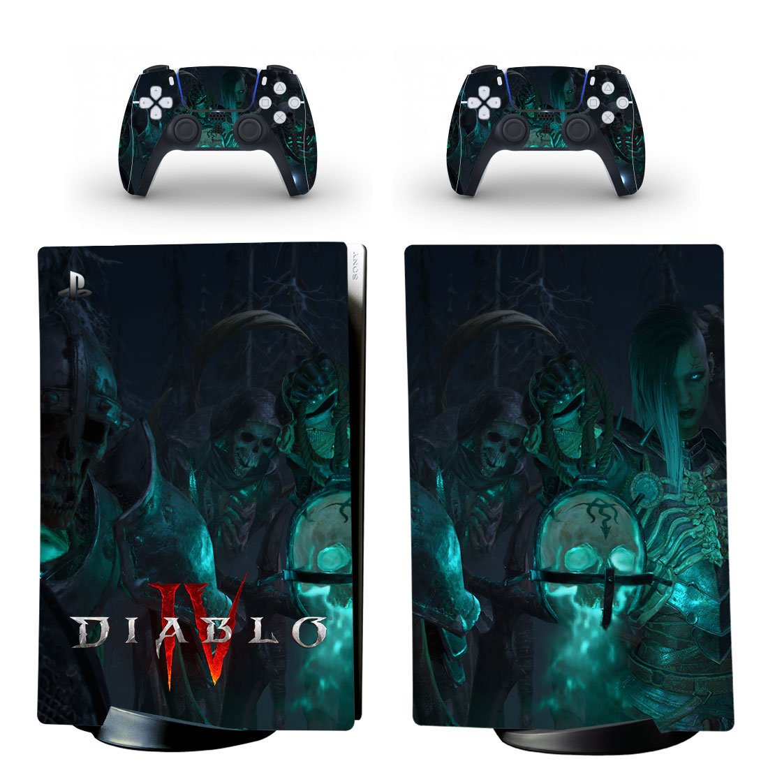 Diablo decal skin for PS5 digital Console with 2 Controllers