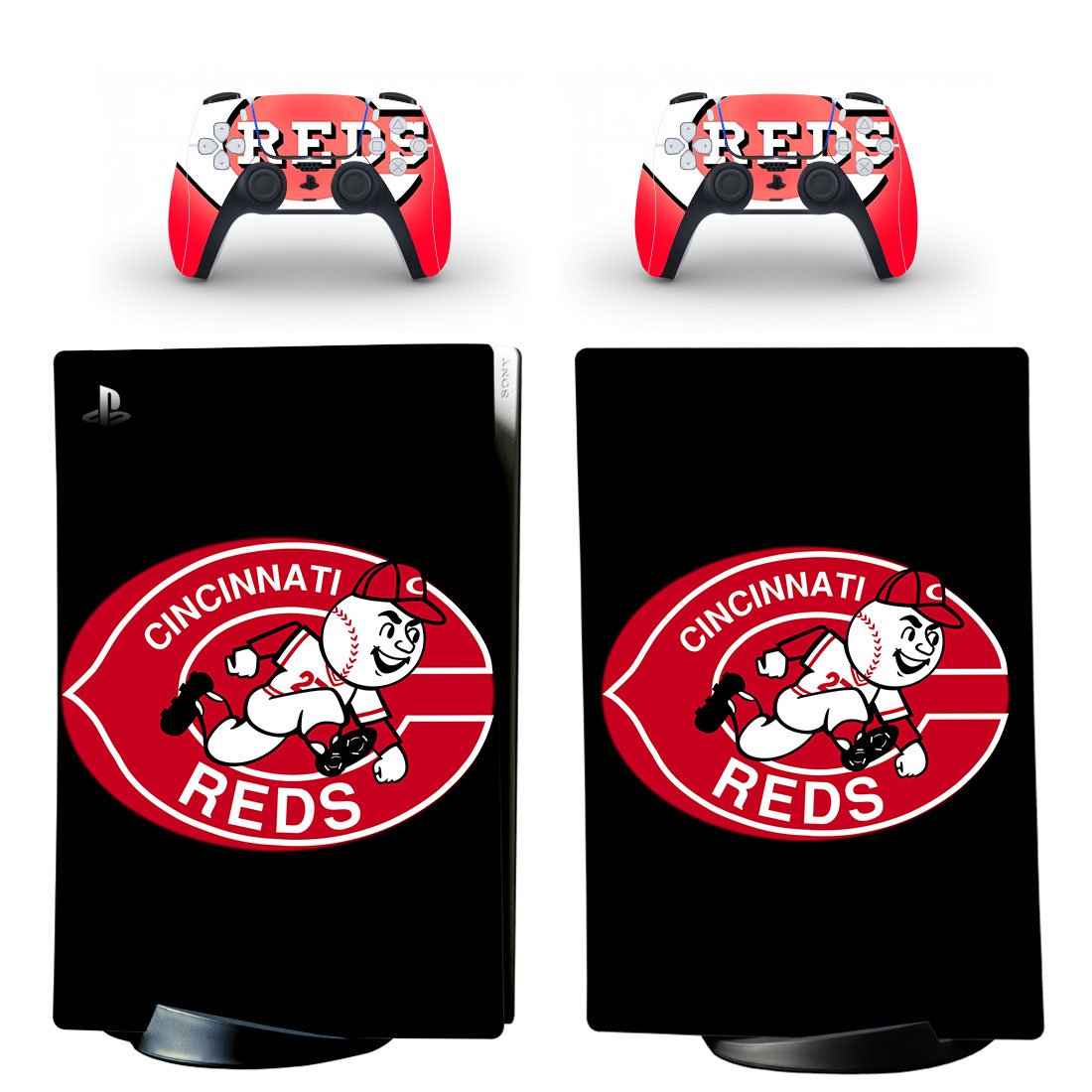 Cincinnati Reds decal skin for PS5 digital Console with 2 Controllers