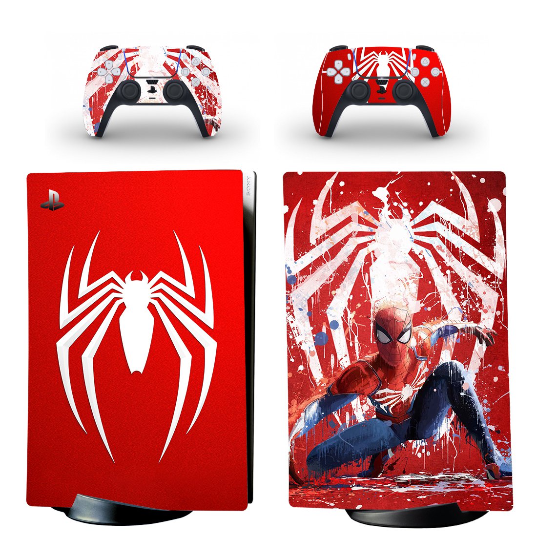 Spiderman decal skin for PS5 digital Console with 2 Controllers