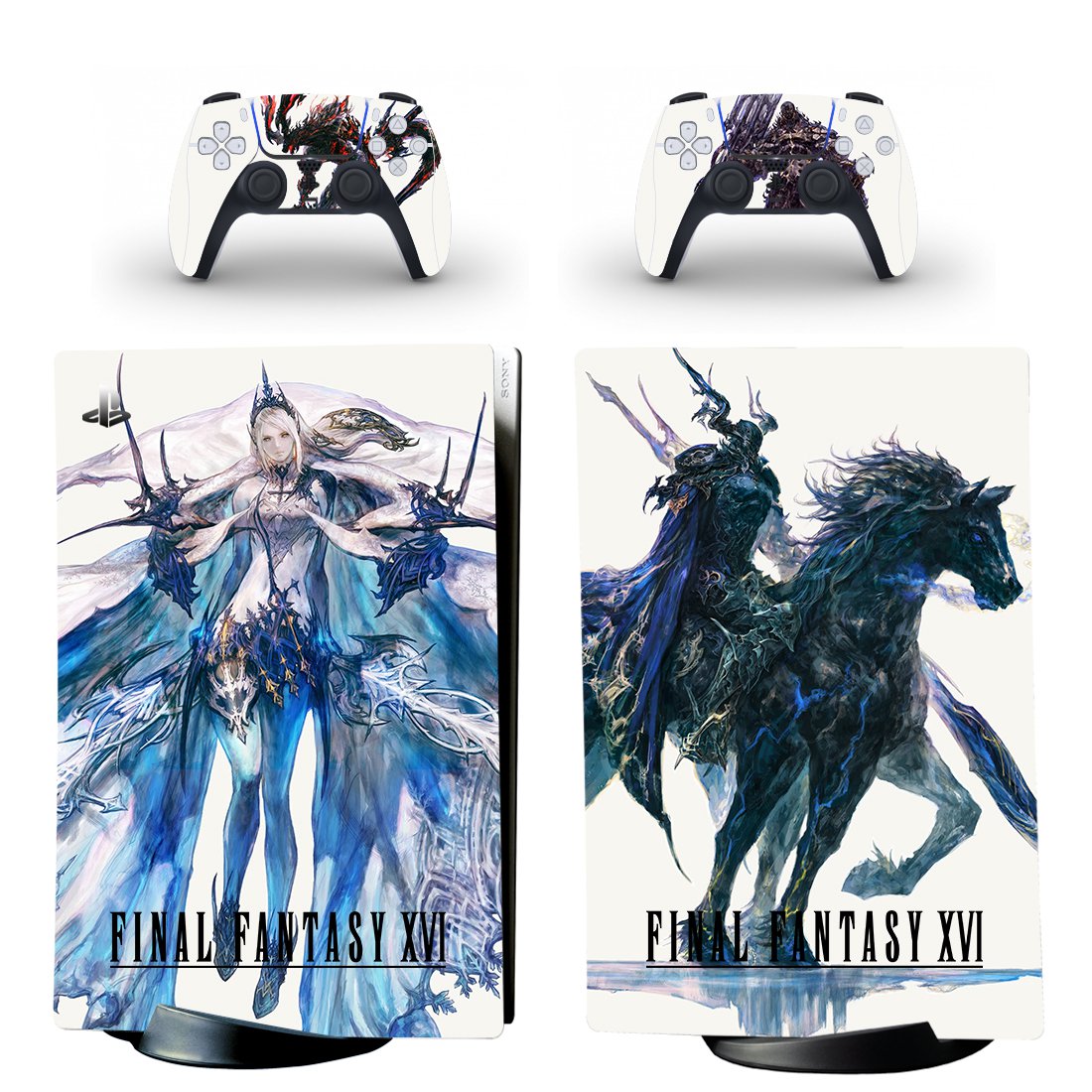 Final Fantasy 16 decal skin for PS5 digital Console with 2 Controllers