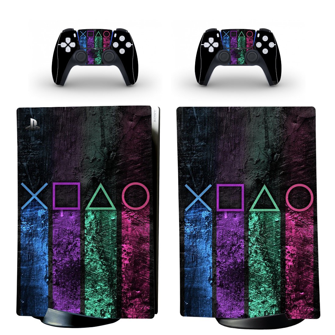 Digital Texture decal skin for PS5 digital Console with 2 Controllers