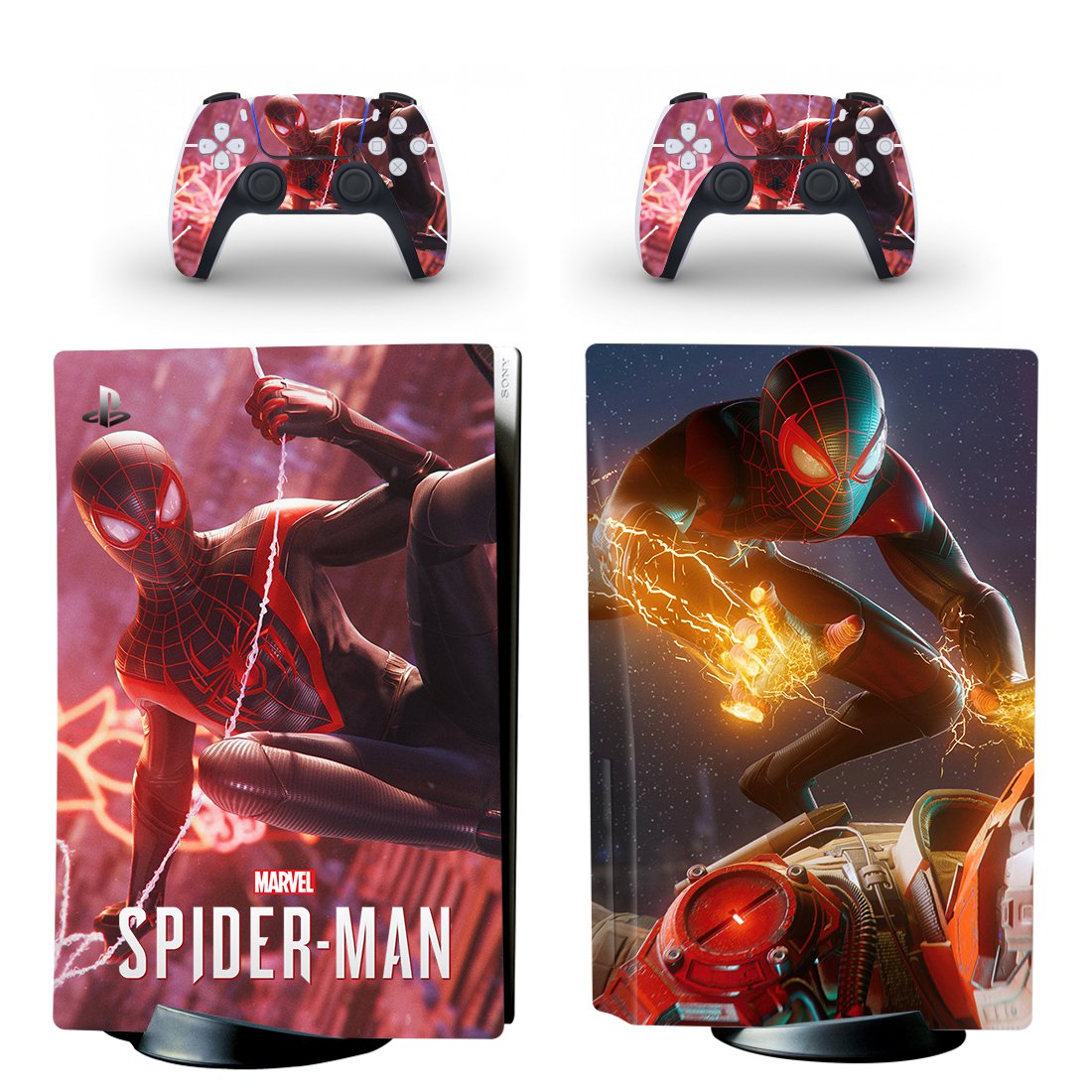 Spiderman decal skin for PS5 disc Console with 2 Controllers