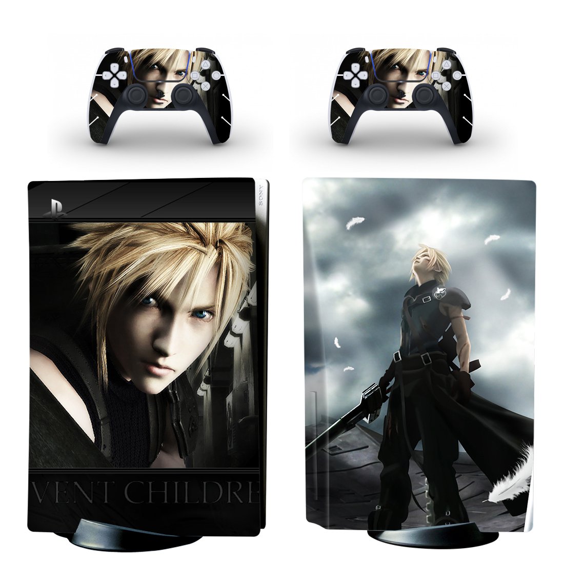 Final Fantasy decal skin for PS5 disc Console with 2 Controllers