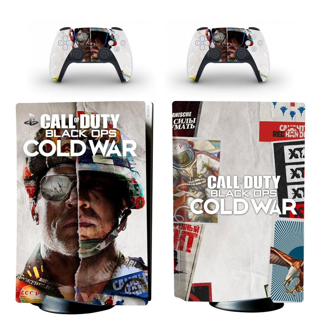Black Ops Cold War decal skin for PS5 disc Console with 2 Controllers