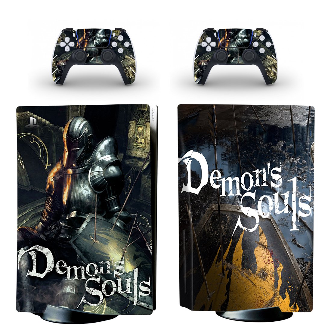 Demons Souls decal skin for PS5 disc Console with 2 Controllers