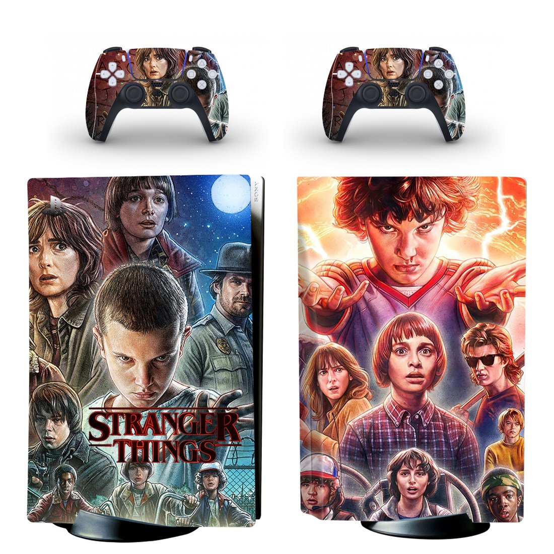 Stanger Things decal skin for PS5 disc Console with 2 Controllers