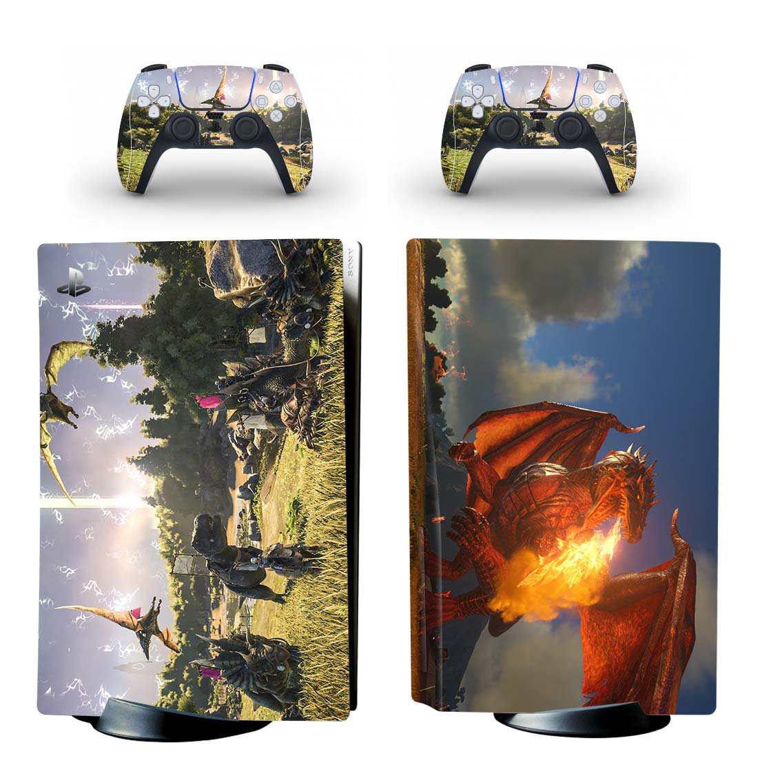 Ark Survival Evolved decal skin for PS5 disc Console with 2 Controllers