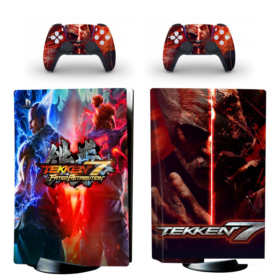 Tekken 7 decal skin for PS5 disc Console with 2 Controllers
